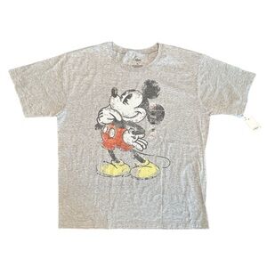 Men’s Disney Store gray simple Mickey Mouse graphic distressed tee NWT XL vacay